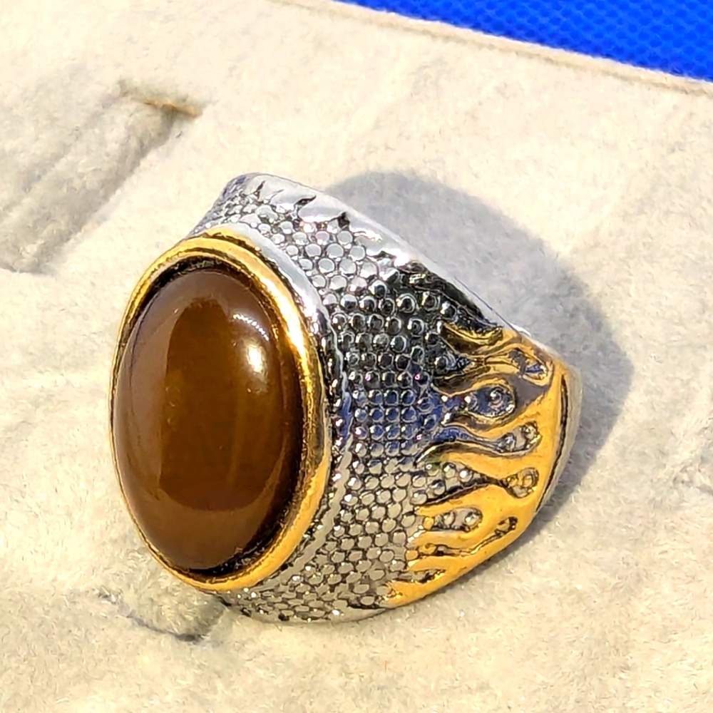 🐅Tiger Eye Stone Vintage Inspired Men's Ring Size 9 NWT